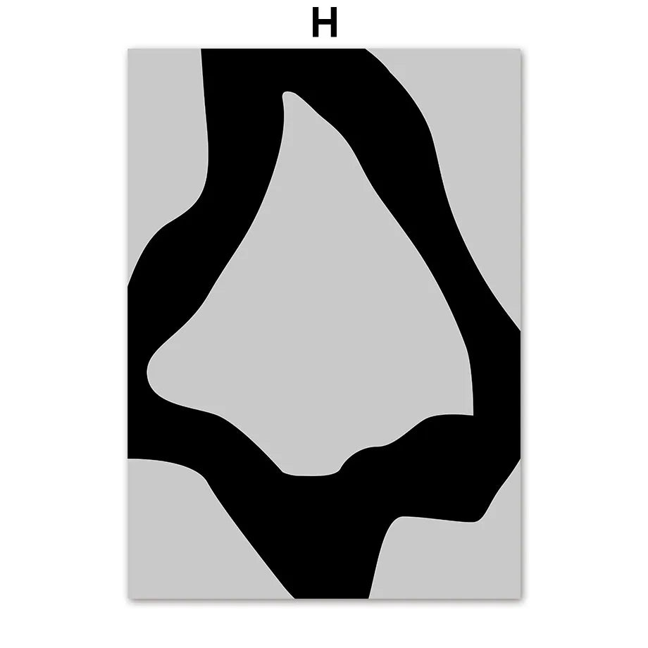 Forme abstraite en noir et blanc avec un grand espace négatif.