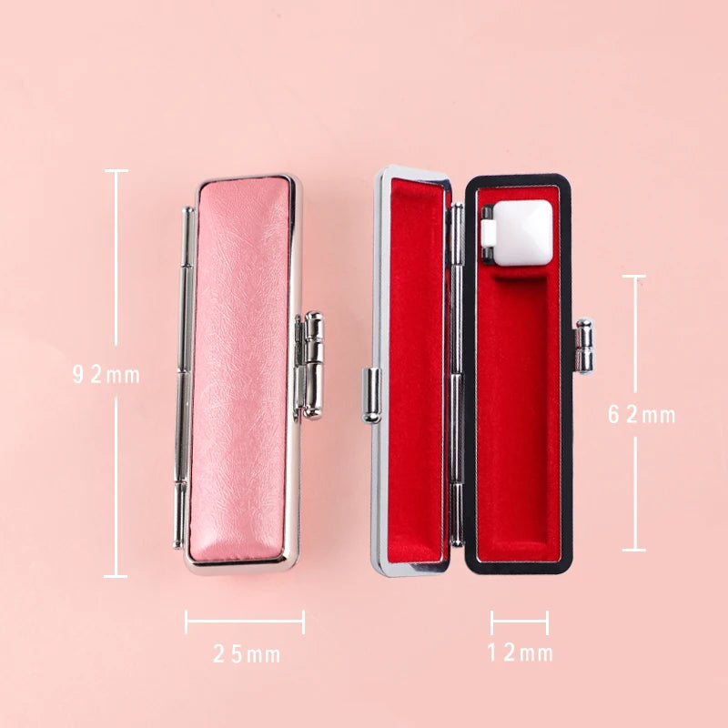 boîte rangement stylos simili cuir clics métalliques classique couleur bleue rouge marron