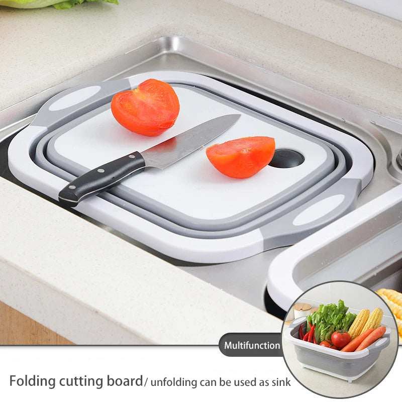 planches découper pliables bac lavage rétractable gris blanc vert moderne utilitaire cuisine légumes poissons