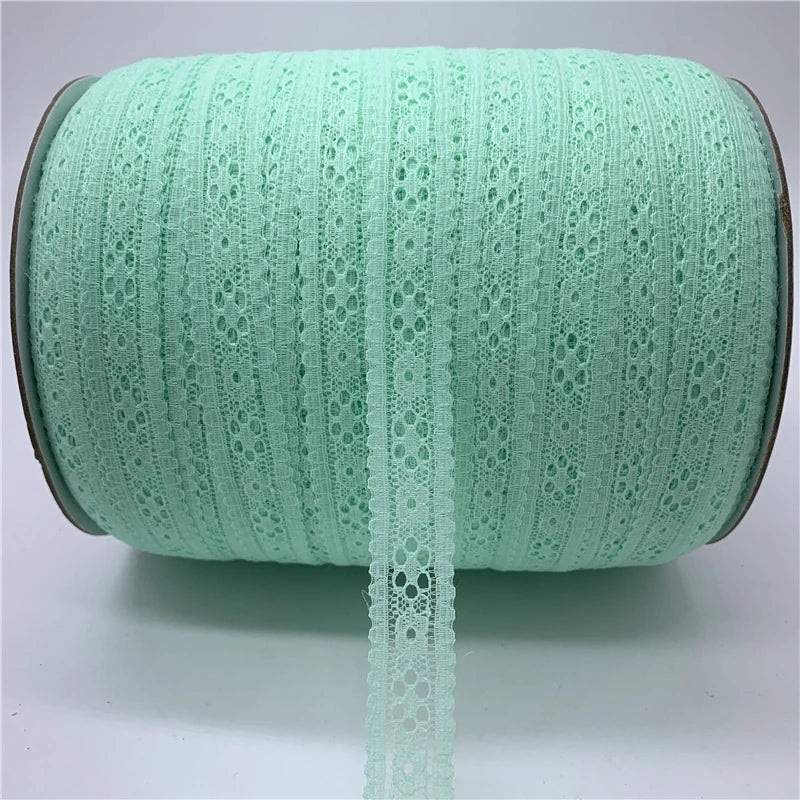 ruban dentelle fine motifs floraux classique rose vert blanc bleu rose pâle noir 20mm