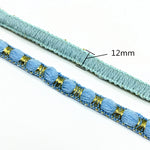 ruban décoratif tressé bandes dorées 12mm rouge bleu rose jaune noir beige