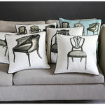 taies d'oreiller blanc motif vintage chaises maison 45x45cm 50x50cm polyester respectueux environnement