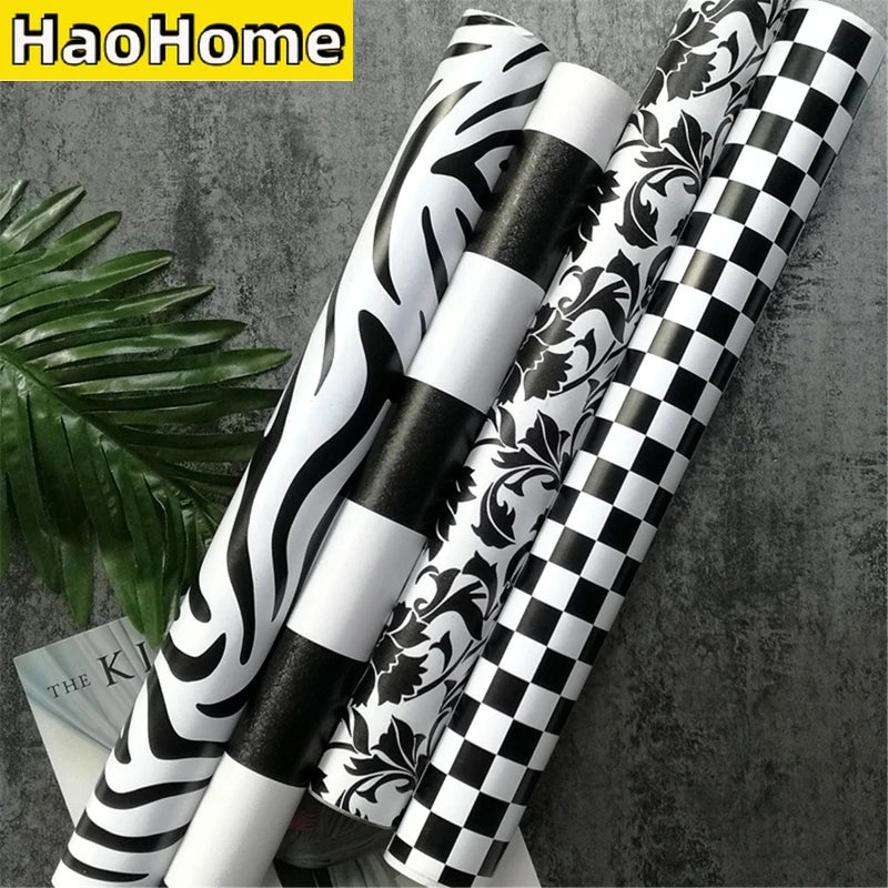 papier peint auto adhésif noir blanc zèbre moderne imperméable vinyle cuisine chambre enfants mariage