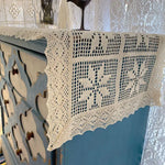 nappe dentelle géométrique florale vintage blanche bleu turquoise shabby chic