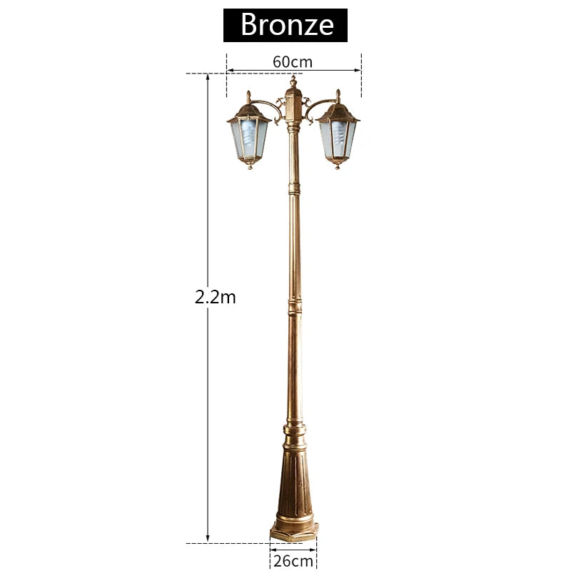 lampadaire classique bronze noir verre ondulations deux têtes éclairage extérieur led haute qualité aluminium