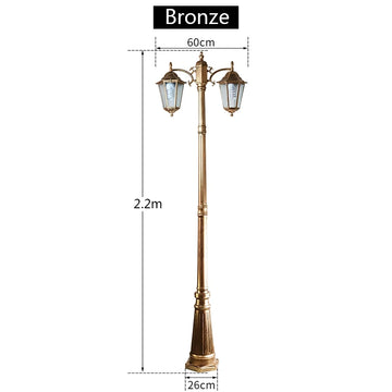 lampadaire classique bronze noir verre ondulations deux têtes éclairage extérieur led haute qualité aluminium