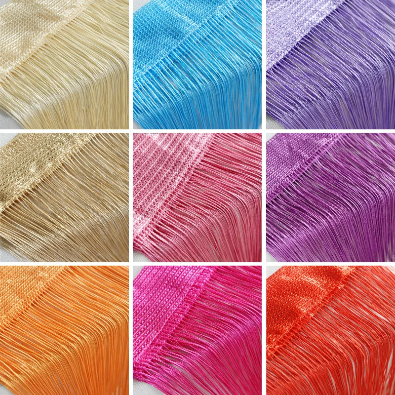 rideaux decoratifs moderne semi transparents franges violet blanc cassé rouge vert bleu rose beige