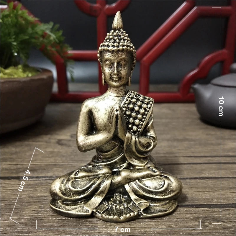 statue bouddha dorée détaillée classique traditionnel ornement feng shui maison artisanat résine