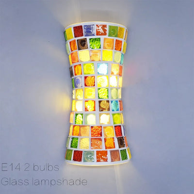 Applique murale LED bohème en verre rouge vintage