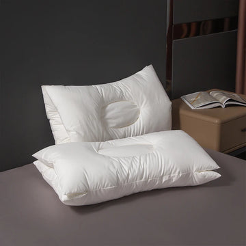 oreiller coton soja concave mémoire forme cou antiacariens grisclair uni moderne