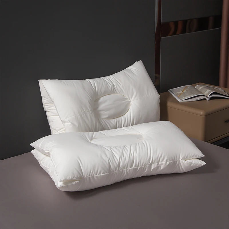 oreiller coton soja concave mémoire forme cou antiacariens grisclair uni moderne