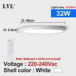 Lampe LED moderne télécommande blanc plat autonome 24W 32W