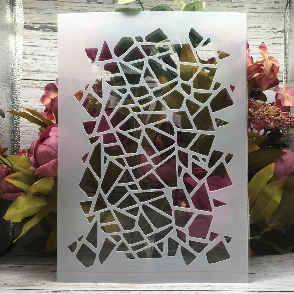 panneau décoratif moderne mosaïque triangles blanc vert rose noir semi opaque bricolage peinture scrapbooking