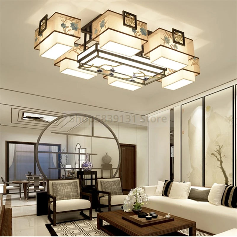 lampe suspendue moderne orientale têtes têtes fleurs feuilles cadre noir