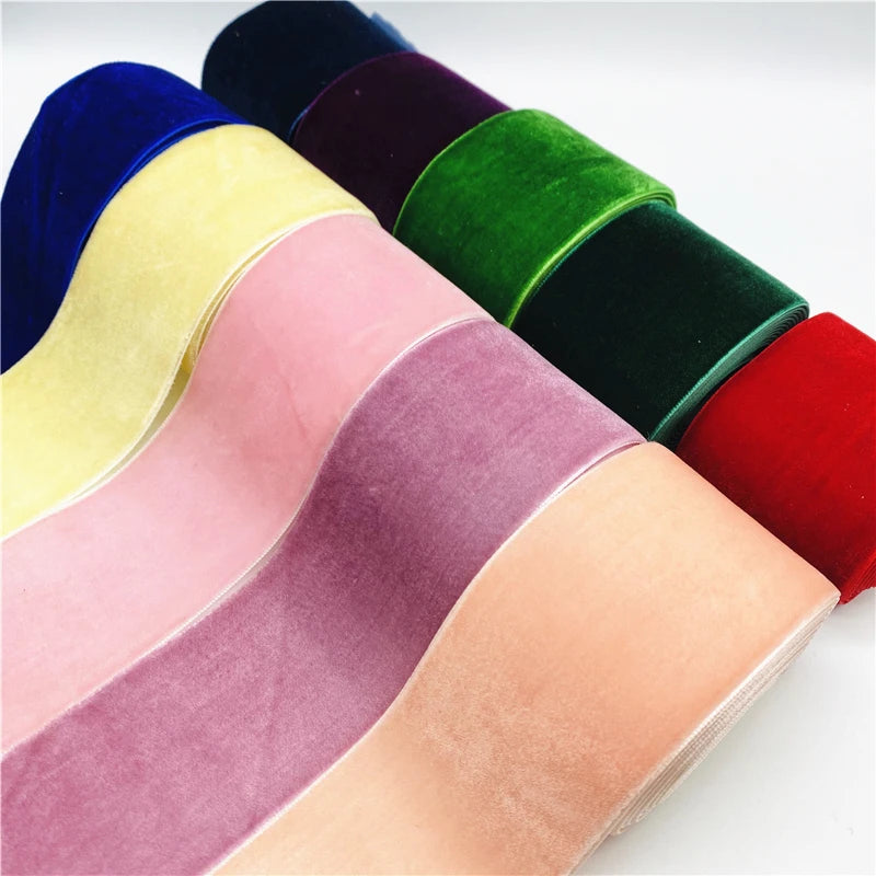ruban velours polyester classique bleu jaune rose vert rouge noir blanc decoration mariage emballage