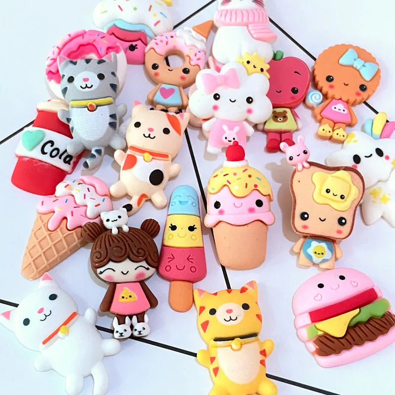 aimants frigo résine chat donuts hamburger décorations cuisine mignon cartoon petits accessoires maison colorés