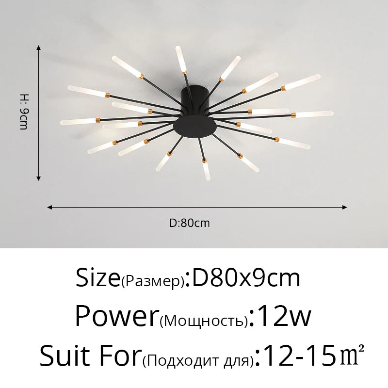 plafonnier moderne or noir lumineux acier alimentation électrique flux lumineux élevé chambre salon