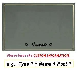 tapis imperméable antidérapant chien motif patte nom personnalisable vert beige marron moderne lavable