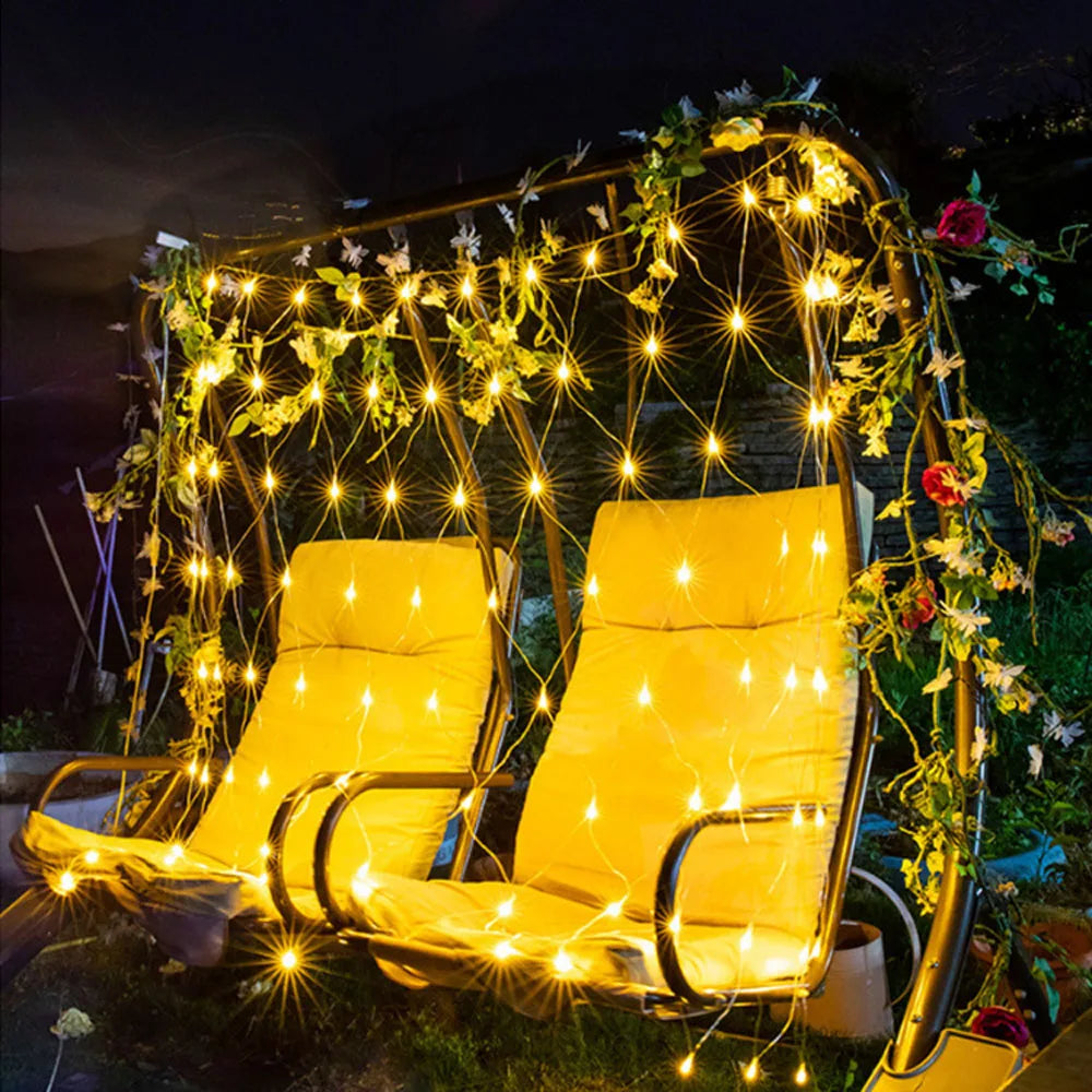 filet lumineux led blanc chaud noel moderne clips câbles decoration extérieure