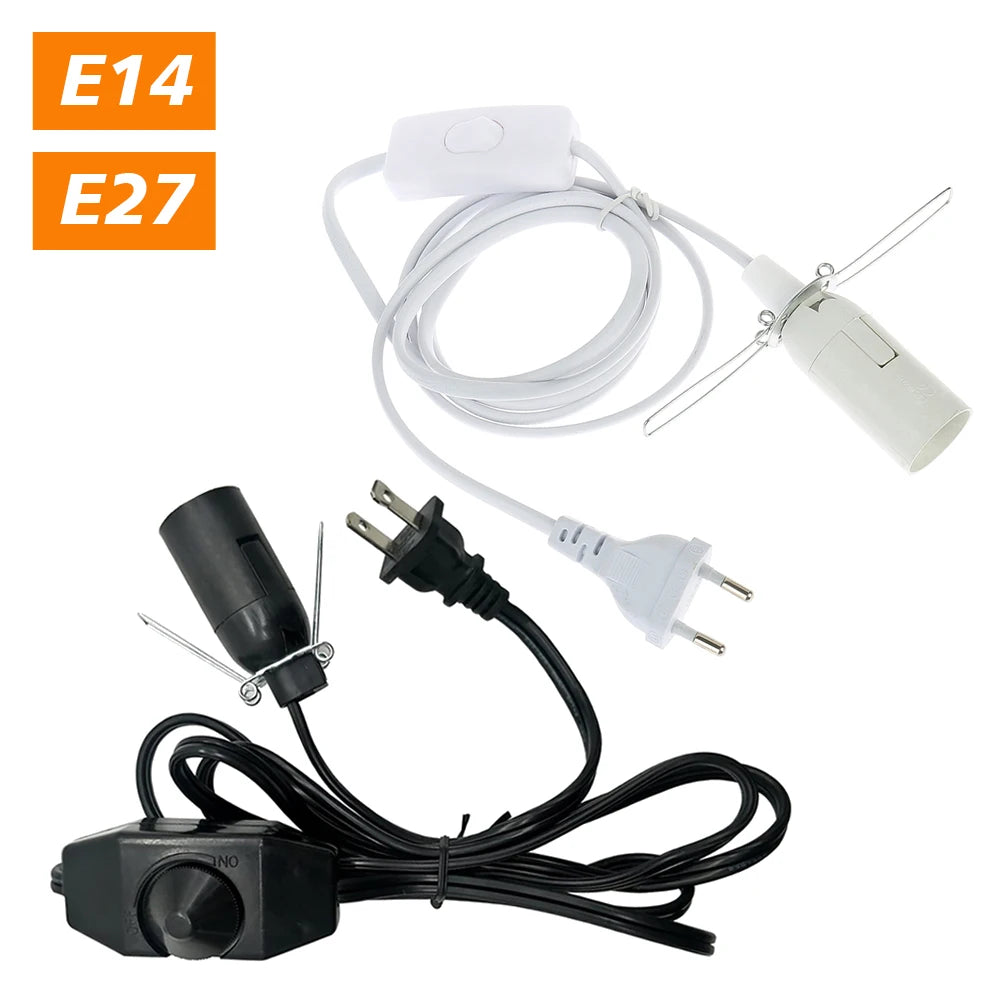 interrupteur lumineux noir blanc moderne e14 e27 variateur switch 1.8m câble électrique prise eu
