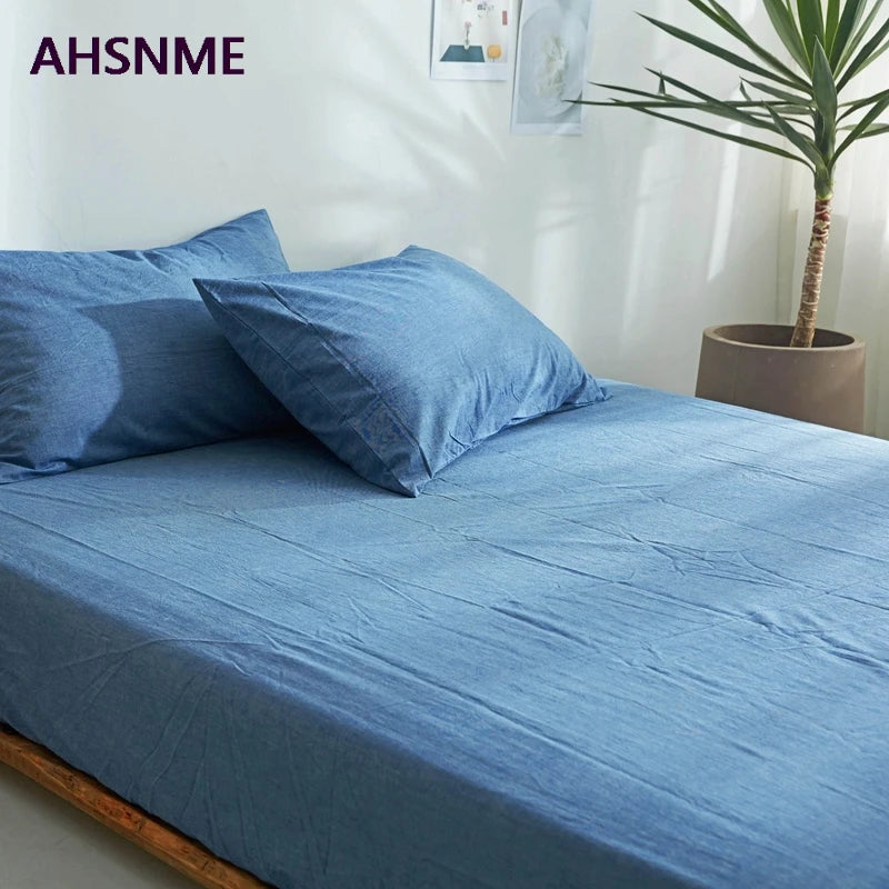 drap plat coton bleu uni moderne minimaliste légèrement texturé élastique qualité adultes