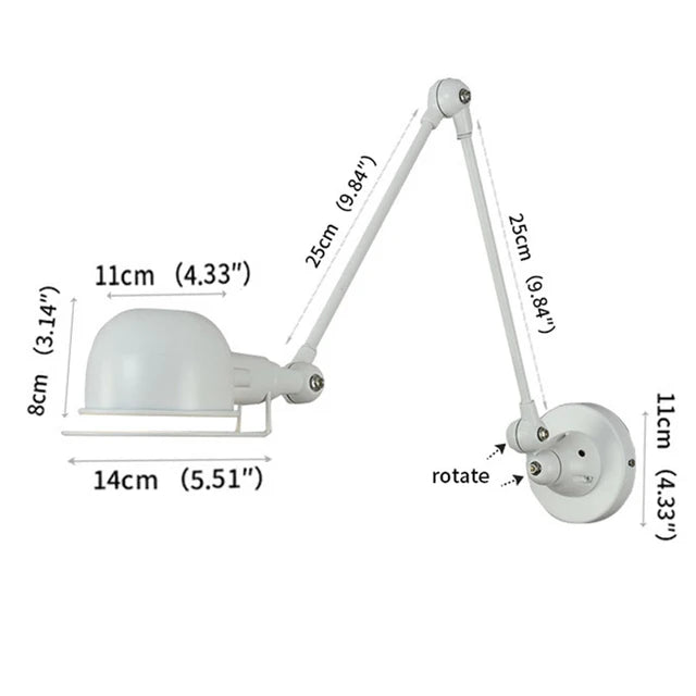 lampe murale rétro LED bras articulé noir doré industrielle éclairage chambre salon étude