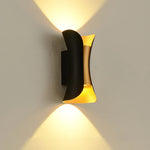 lampe murale moderne noir doré incurvée deux sources lumineuse montée mur haute qualité ip55