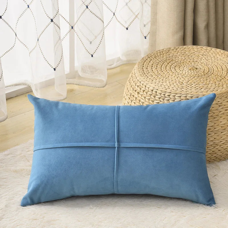 housse coussin velours décorative canapé salon moderne couleur unie simple