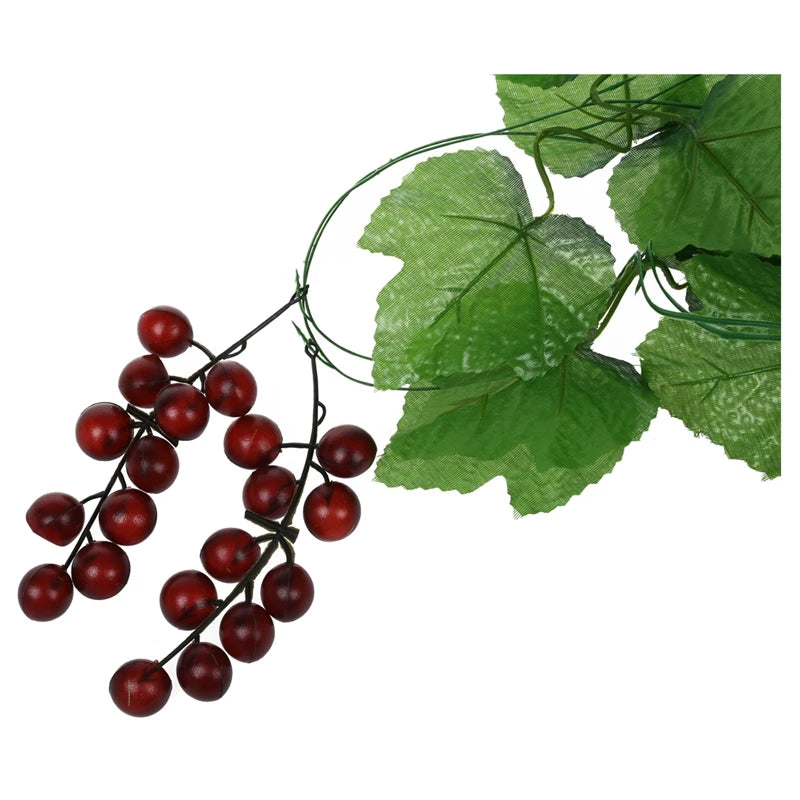 guirlande artificielle feuilles vertes graines rouges décoration extérieure naturelle mariage fête prénuptiale