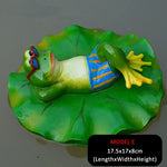 statue grenouille résine décorative jardin étang fleurs lotus sculpture animal décor maison extérieur vert