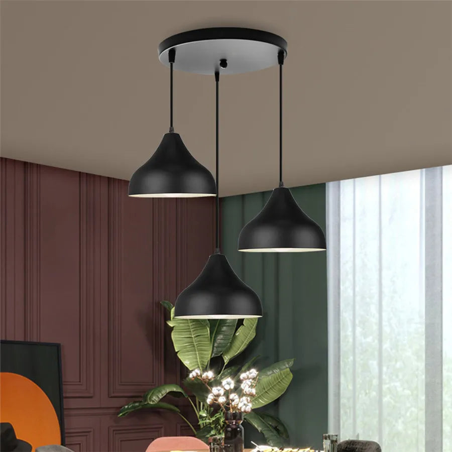 luminaire suspendu conique aluminium blanc noir moderne opaques salon chambre restaurant