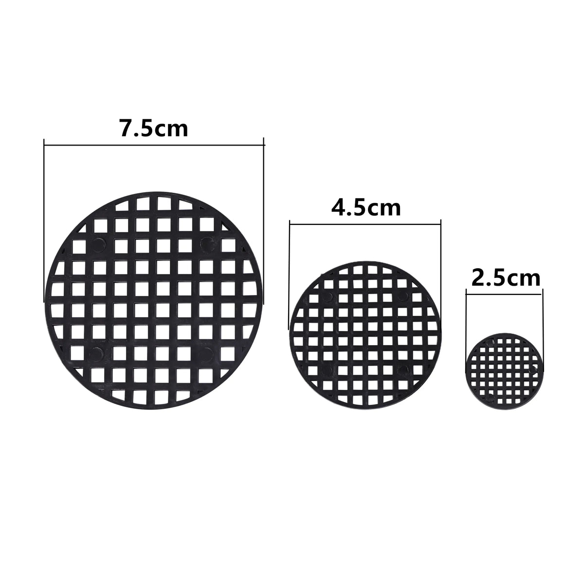 coasters plastique noir taille 7.5cm 4.5cm 2.5cm moderne grille petits carrés