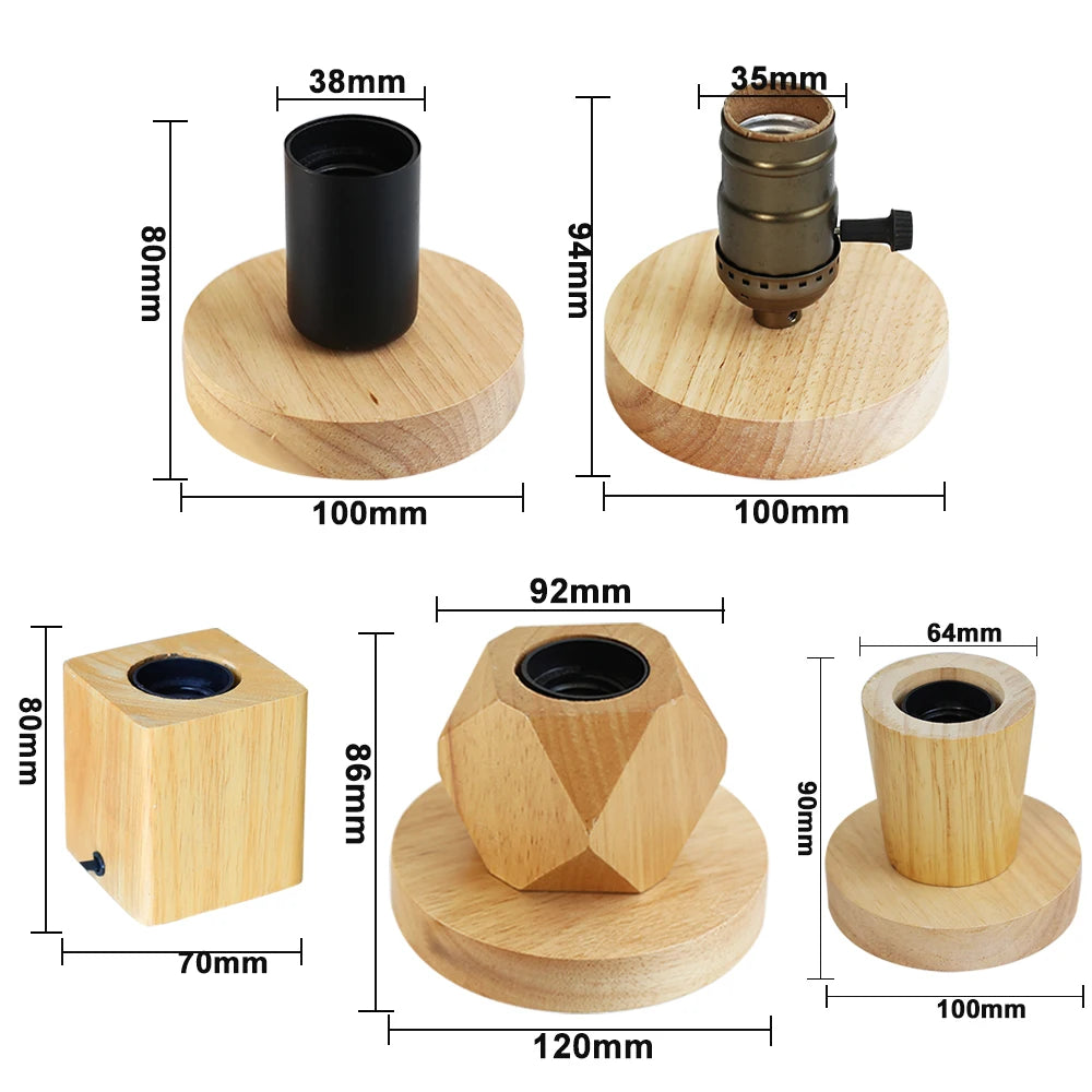 lampe poser moderne minimaliste bois naturel noir interrupteur câble d'alimentation eu