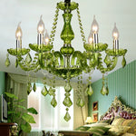 lustre cristal vert transparent classique 58x60cm têtes echangement e14