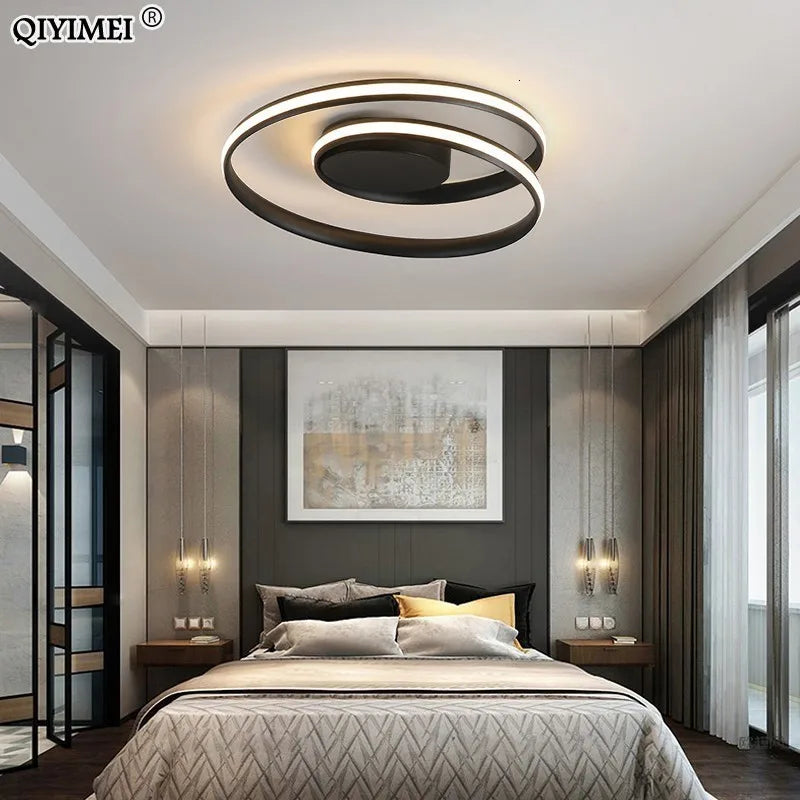 lampe led moderne blanc noir circulaire montage encastré 46x12cm 60x15cm