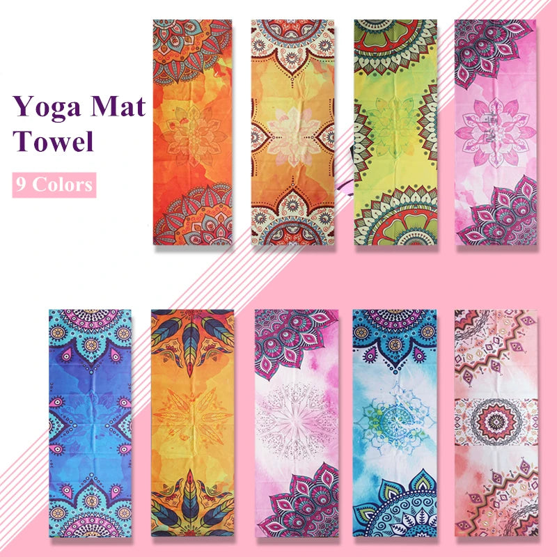 serviette yoga bleu mandala anti dérapante 183cm 63cm ethnique moderne multifonctionnelle fitness