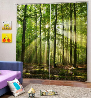 Rideau paysage forêt sereine, idéal pour une décoration intérieure apaisante. Ajoutez une touche de nature à votre salon ou chambre avec cette impression réaliste de forêt verdoyante. Lumière filtrée à travers les arbres, apportant une ambiance calme et relaxante à votre espace de vie. Parfait pour créer un environnement harmonieux et naturel chez vous.