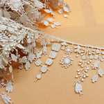 ruban dentelle fleurs motifs floraux blanc noir broderie fine coton polyester solvable ecolo travaux