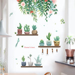 autocollants muraux décoratifs plantes étagères bohémiennes aquarelle moderne enfants chambre