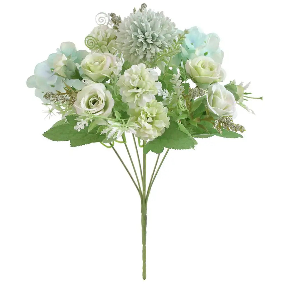 bouquet fleurs artificielles rose clair blanc bleu vert decoration maison classique romantiqueintérieurévénementmariage