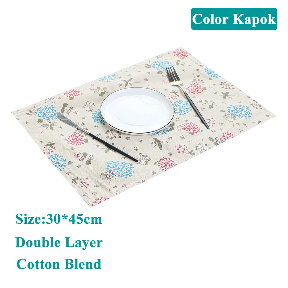 serviettes table rectangulaires coton polyester fleurées beige noir rose clair farmhouse vintage respectueux environnement