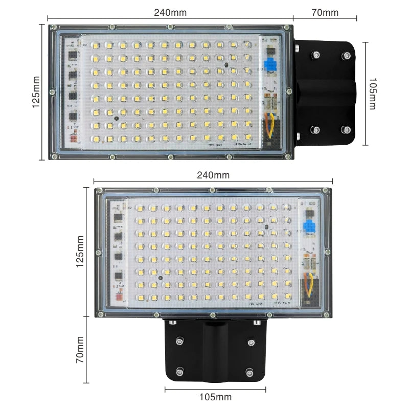 projecteur rue led ip65 noir moderne 220v 100w flux lumineux vis fixation aluminium contemporain
