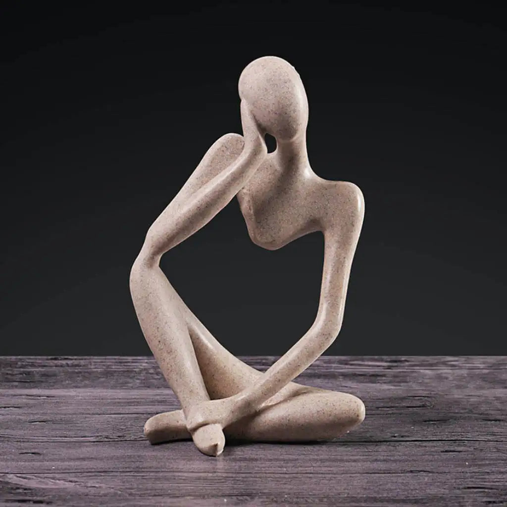 statuette moderne résine abstraction penseur gris doré décoration intérieure minimaliste maison ornement