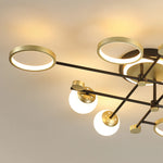 lustre moderne suspendu verre dépoli fer forgé noir doré led contemporain semi encastré