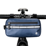sacoche vélo bleu marine gris étanche bandes réfléchissantes pratique clips compartiment poches sportif