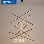 suspension lumineuse moderne noir led barres géométriques minimaliste télécommande
