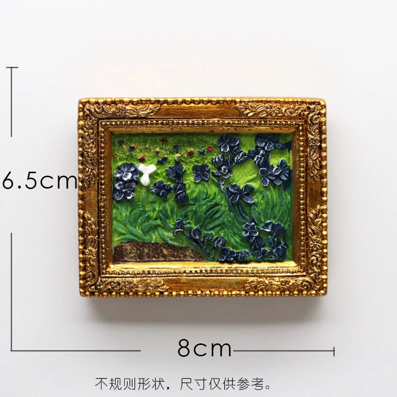 cadre photo or peinture van gogh art miniature aimants réfrigérateur nature morte starry sky