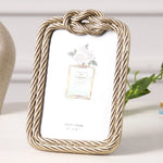 cadre photo résine tressée or beige rectangle décoration nautique pied plastique fixe 4x6 4x4