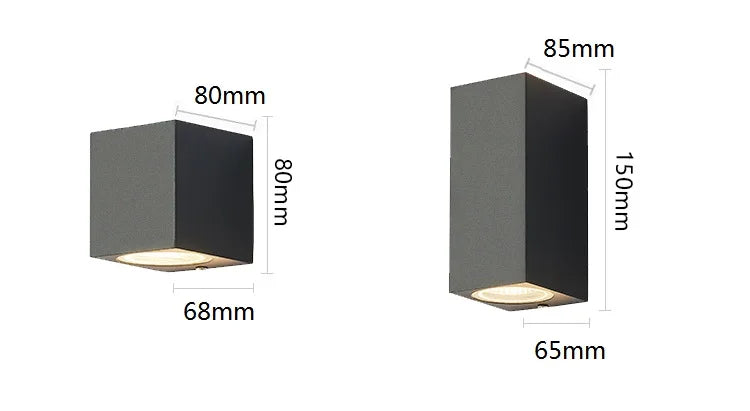 applique murale led moderne noire fixée mur contemporaine 85mm 150mm 5w 10w