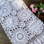 nappe coton crochetée fleur motif rustique table manger blanc cassé crème ajourée vintage 40x100cm